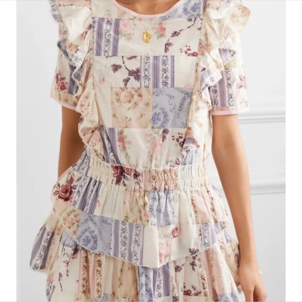 Loveshackfancy Natasha Patchwork Mini Dress Ruffle - image 4